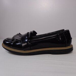 Clarks Patton Leather Black Penny Loafer Soft Cushion Women’s Shoes Size 9